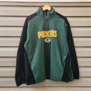 Green Bay Packers NFL Football Team Quarter Zip Fleece Embroided Mens